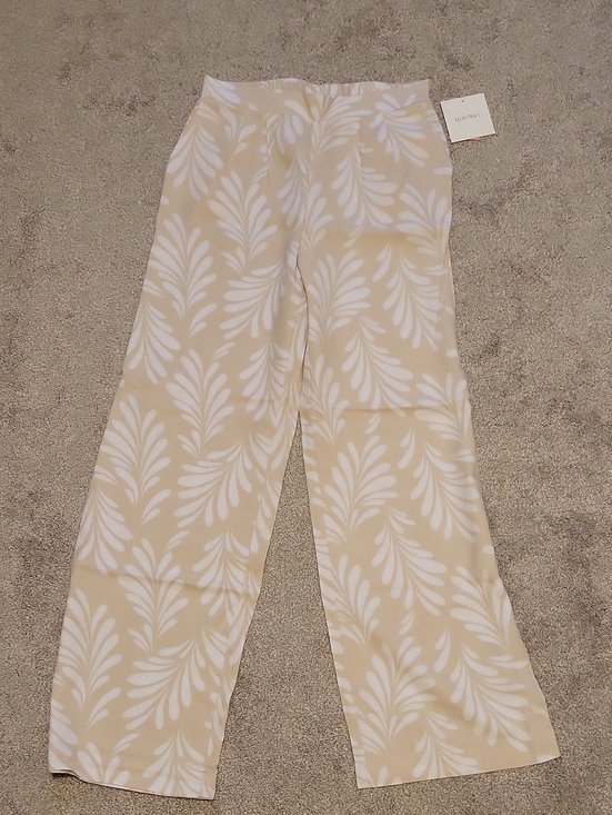Ellen Tracy Pants - Ellen Tracy Cream and White Wide-Leg Printed Pants